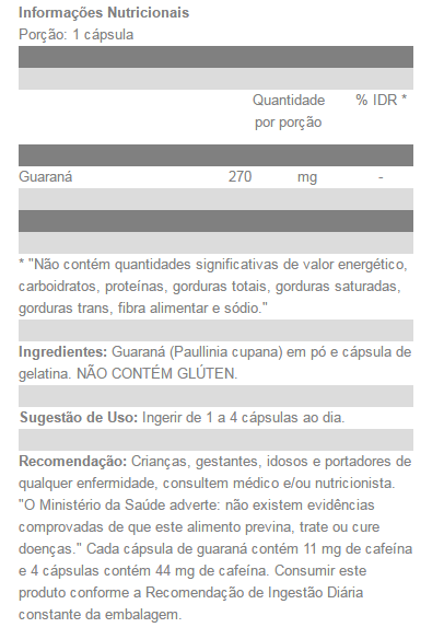 Guaraná Probiotica Tabela Nutricional